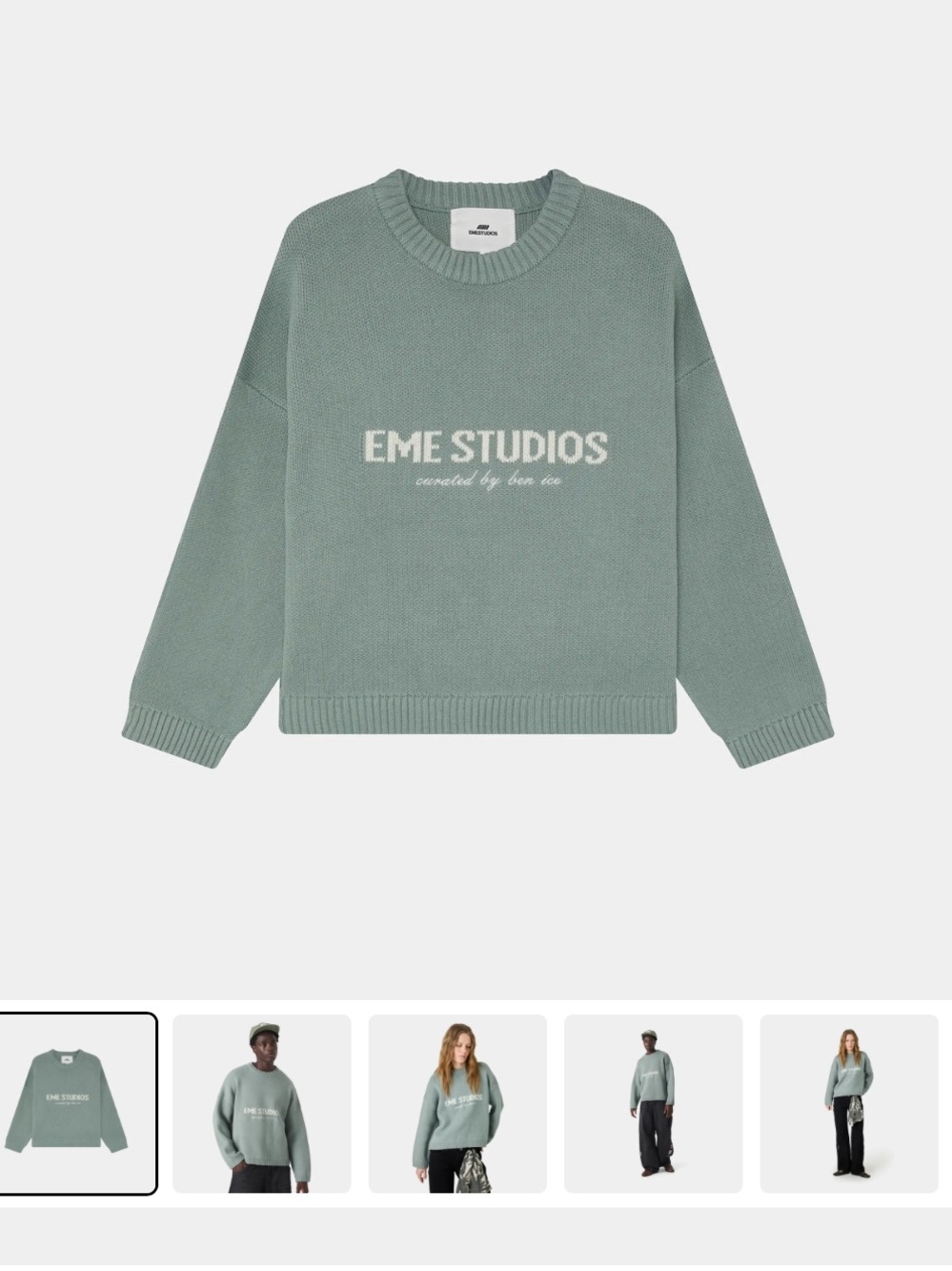 EME Studios Master Aqua Green Knit Sweater